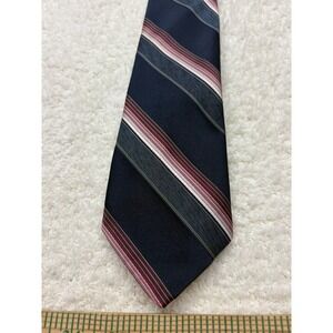 Don Loper Tie Necktie Mens Navy Blue Excellent Striped Beverly Hills Polyester